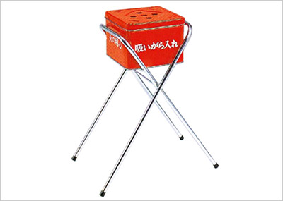 スタンド灰皿 赤スチール缶 角型 EC-065-M