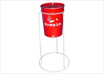 スタンド灰皿 赤スチール缶 丸型 OF-M920